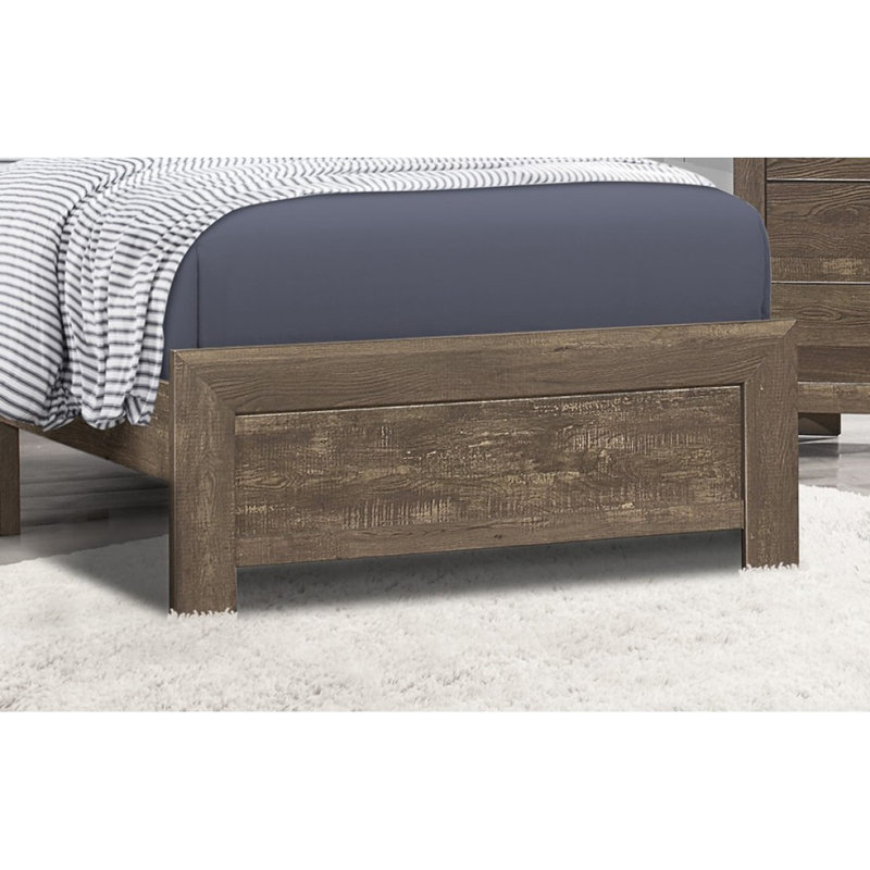Mobilier de chambre à coucher en bois avec tête de lit à panneau de lit simple rustique à finition brune 1pc, Lit simple