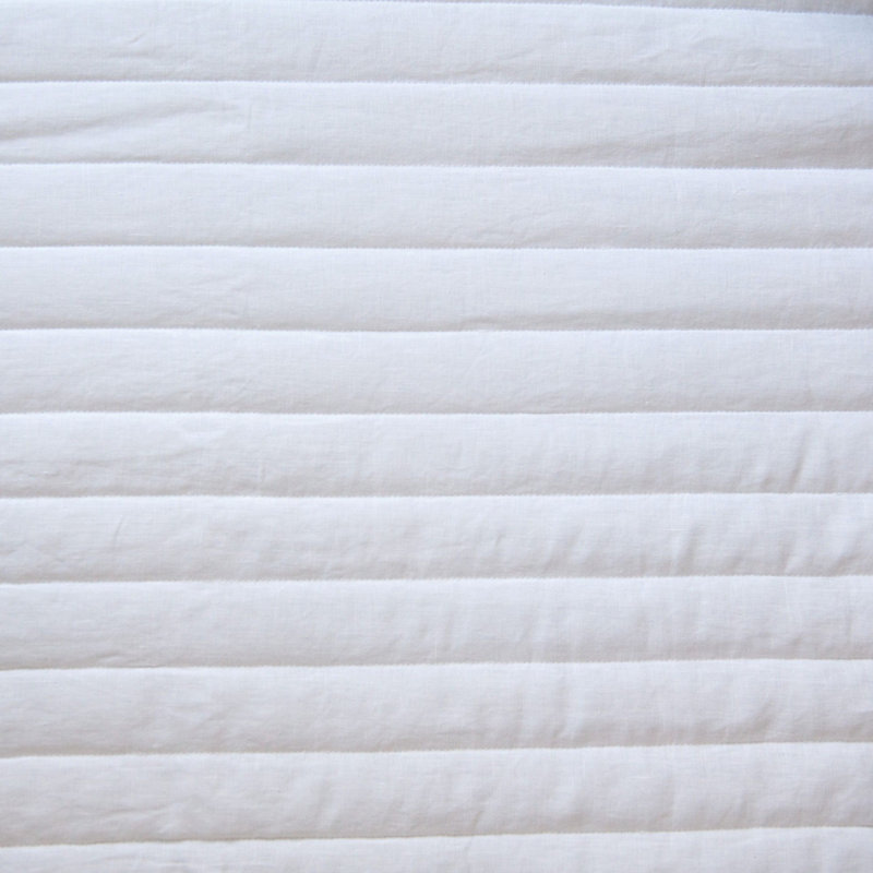 French Linen Channel Stitch Quilt & Sham Set - King/Cal King - Matcha, White, King Quilt + 2 King Shams