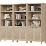 Marliee Boho 5 -Tier Bookcase With 2 Doors And Adjustable Shelves