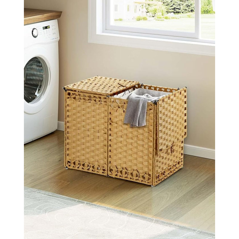 Panier à linge tissé 65l avec couvercle