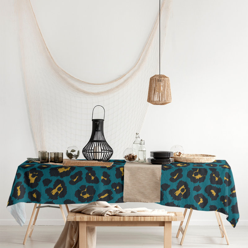 Nappe en mélange de coton à carreaux Luxury Luxury, 58 po x 58 po, Bleu / Noir / Jaune