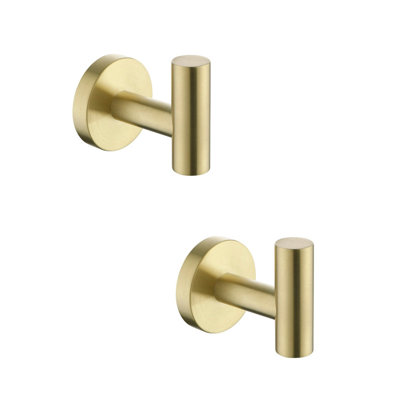 2‑Pack Brushed Gold Wall‑Mounted Stainless Steel Towel and Coat Hooks, Multi‑Purpose Wall Hooks for Bathroom, Bedroom and Kitchen Household Storage