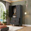 Armoire-penderie de 71 po de hauteur en métal noir avec 2 tiroirs et barre à vêtements - Rangement peu encombrant pour la chambre à coucher, le bureau et plus