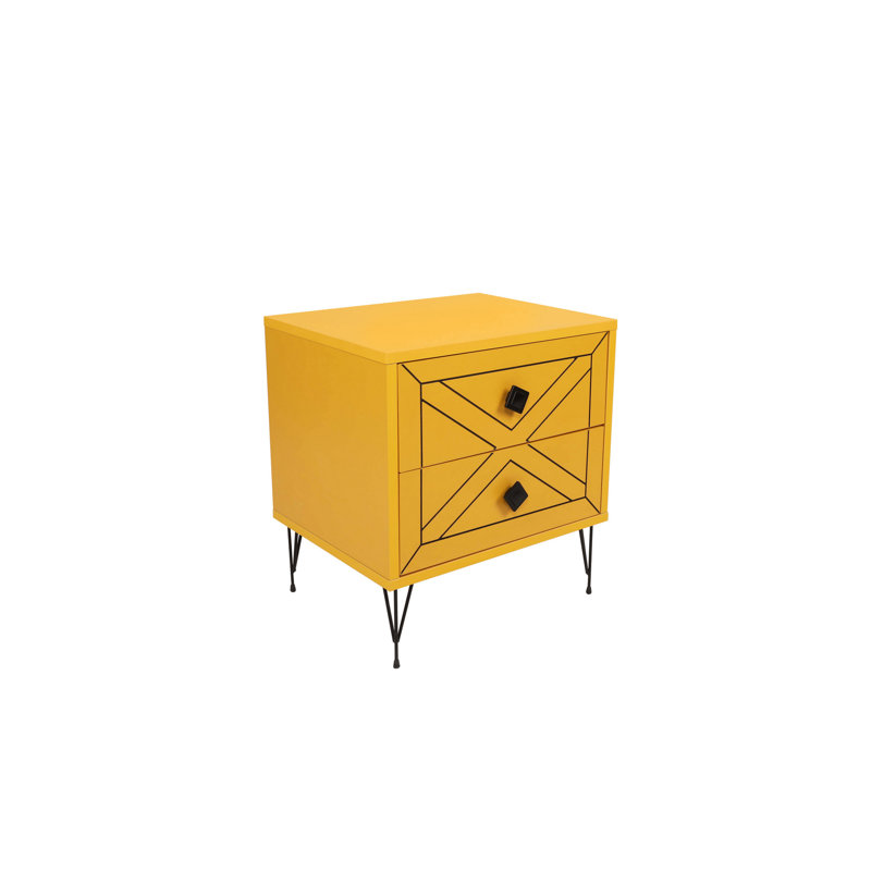 Chenoweth 50cm W Manufactured Wood Bedside Table, Yellow
