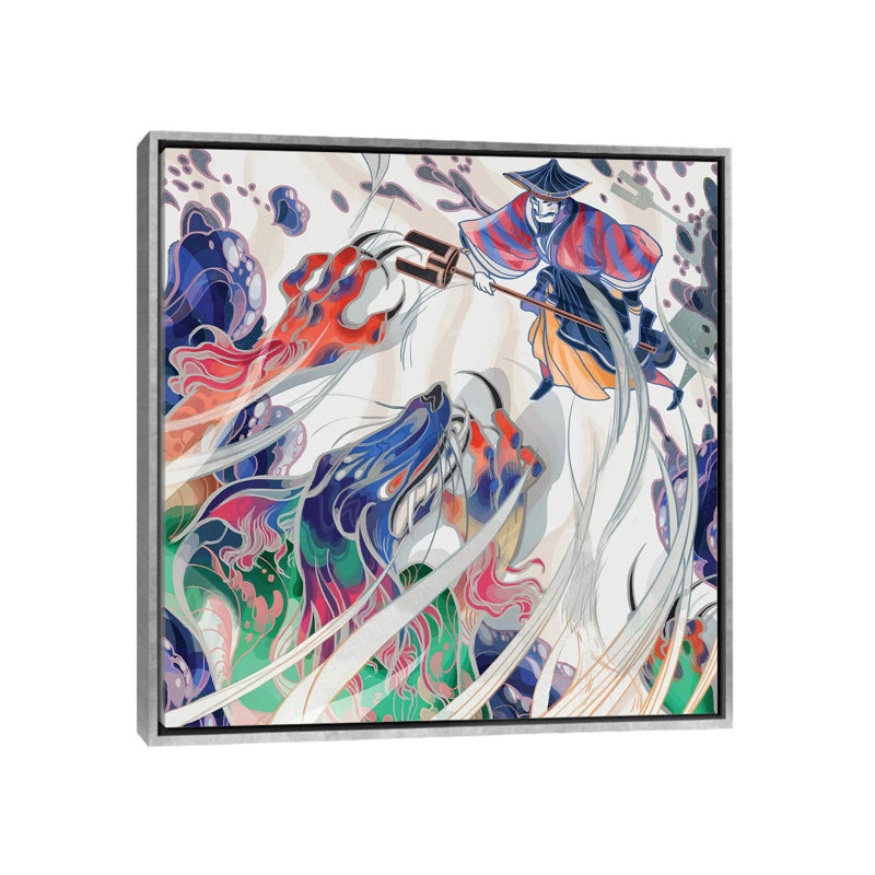 " Water Beast " by Sija Hong, No Mat, 26" H x 26" W x 1.5" D, Silver Framed Canvas