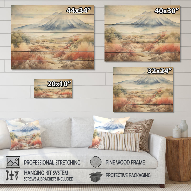 Majestic Indianian Peaks III - Indonésie sur impression sur bois, H 24 po x l 32 po