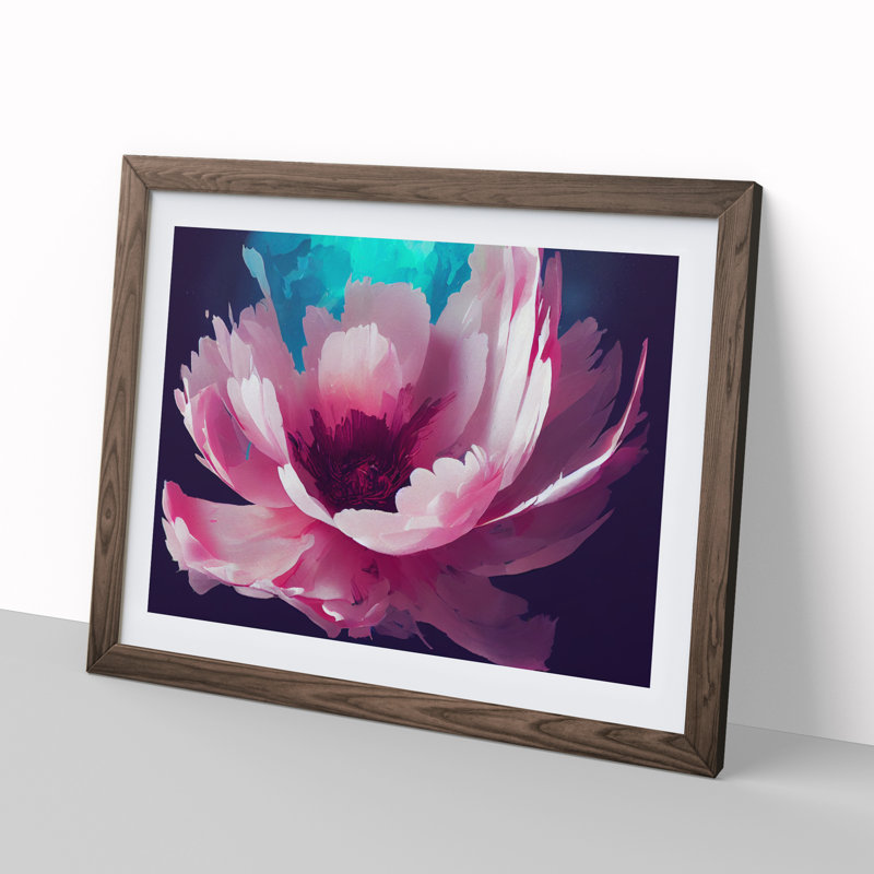 Dreamy Peony Flower Abstract - Single Picture Frame Print, 25cm H x 34cm W, Walnut