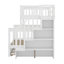 Lit superposé simple au-dessus d'un lit double avec lit gigogne simple, rangement et garde-corps-112870370