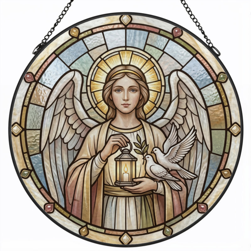 Panneau de vitrail Angel Design ， 7,8 H, H 7,8 po