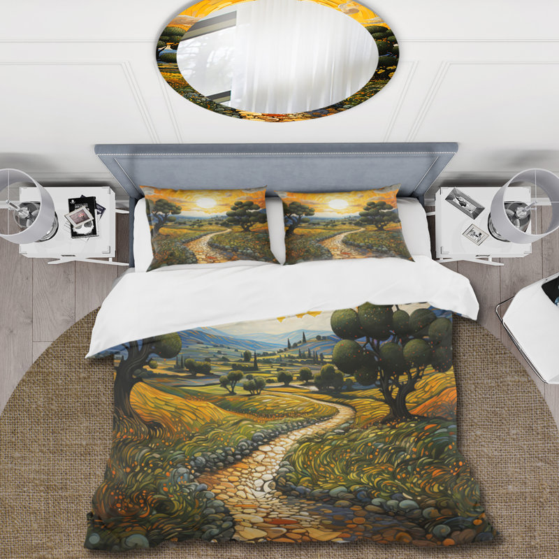 Ensemble de housse de couette en microfibre / polyester Vangogh Olive Grove In Province Bedding