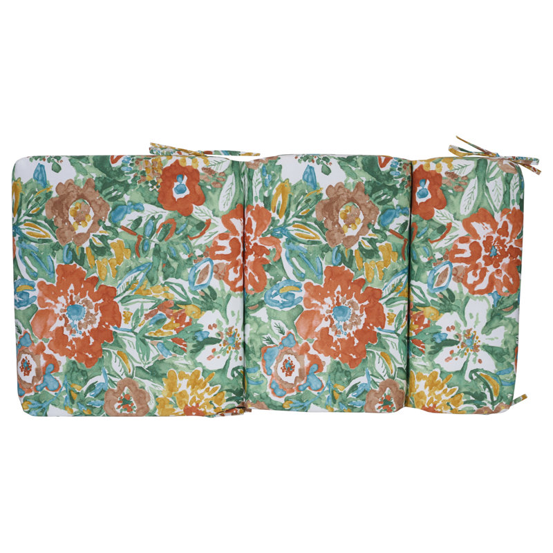 Coussin de chaise d'extérieur, L 18 po x P 18 po, Blanc / brume soleil rivière florale