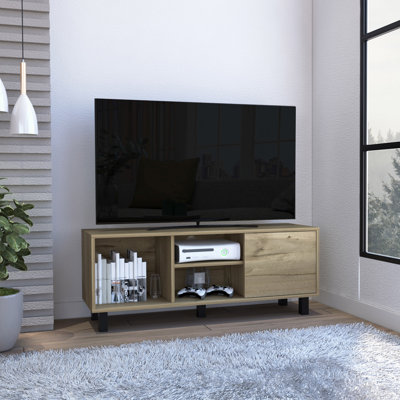 3-Shelf Rectangle TV Stand Light Oak