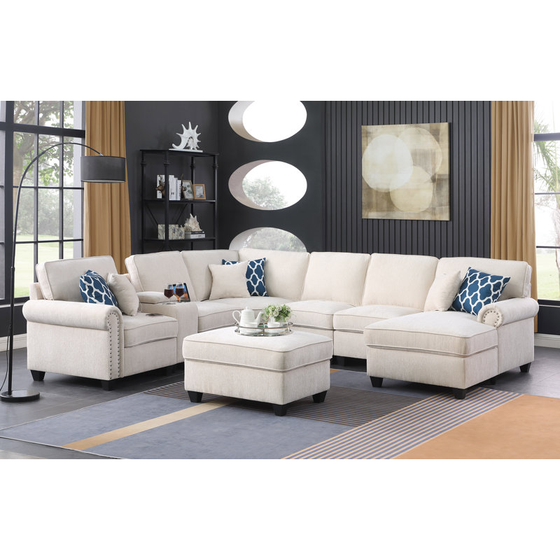 Canapé modulaire Bronder, Chenille blanche