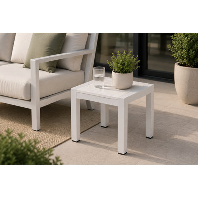 Aynura 16" W x 16" D Square Metal Extendable Outdoor Side Table