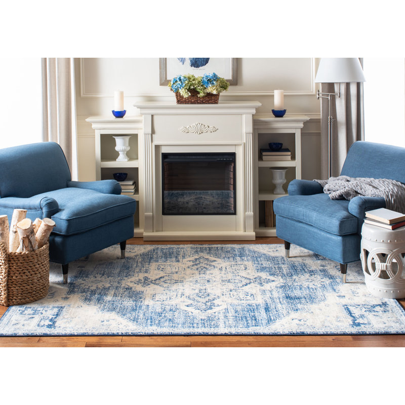 Tapis oriental bleu marine Aurelle, Tapis de couloir 2 pi x 10 pi