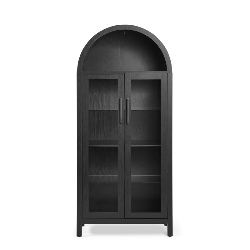 Grande armoire de rangement arquée 67 po avec DEL, Noir