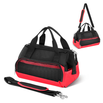 12" Tool Bag Canvas, Portable Toolbag Organizer Wide Mouth Tool Tote with Adjustable Shoulder Strap
