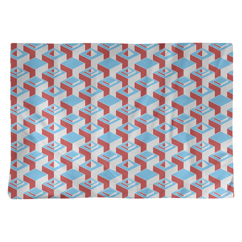 Napperon classique en coton 18 po Skyscraper, Bleu sarcelle / rouge, polyester