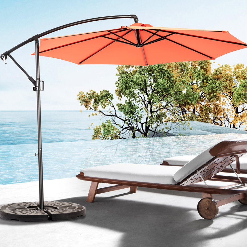 Parasol de patio 10 pieds orange - Hydrofuge et ombragé pour une construction propre et durable