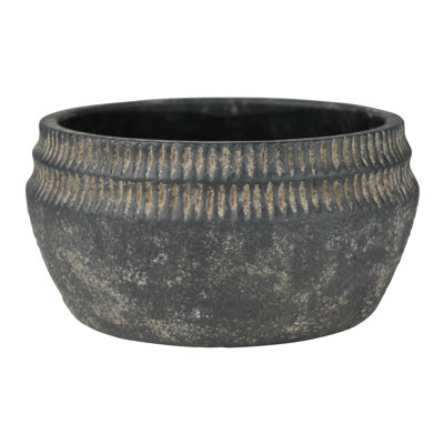 Koven Grey Tribal Low Cement Planter
