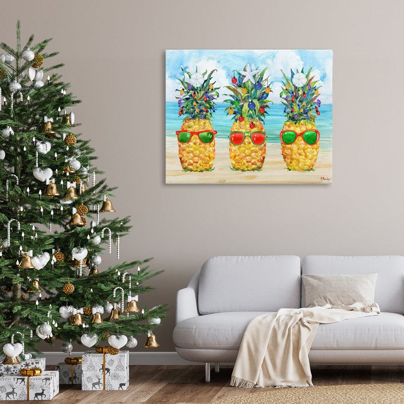 Art mural sur toile, ananas de Noël par Paul Brent, H 36 po x l 48 po