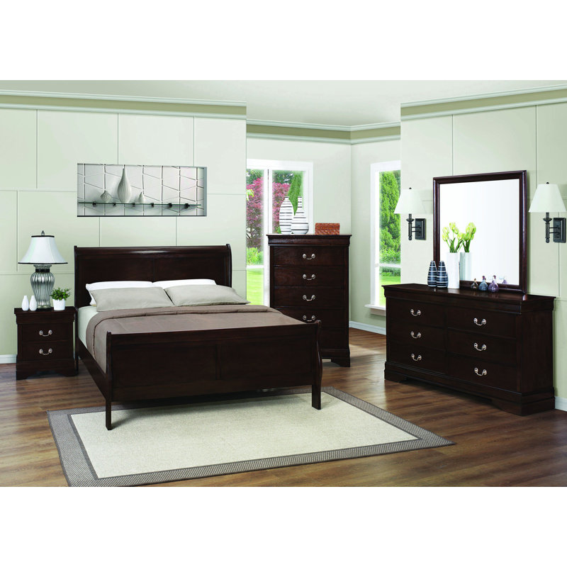 Millsaps Sleigh Bed, Cappuccino, Queen