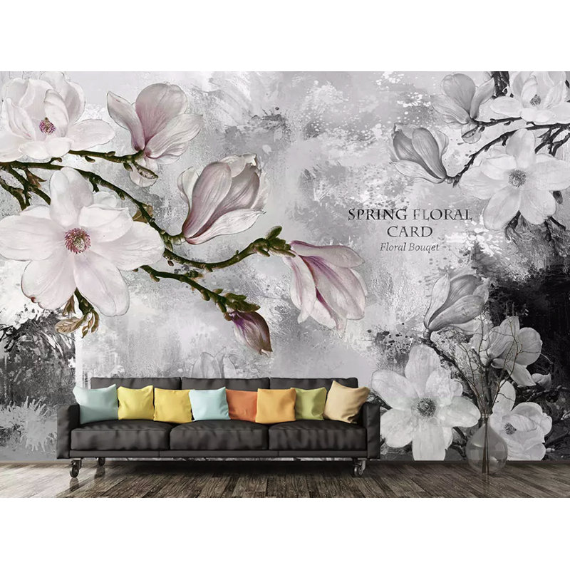 Murale de fleurs de magnolia Takako, L 49 po x l 75 po