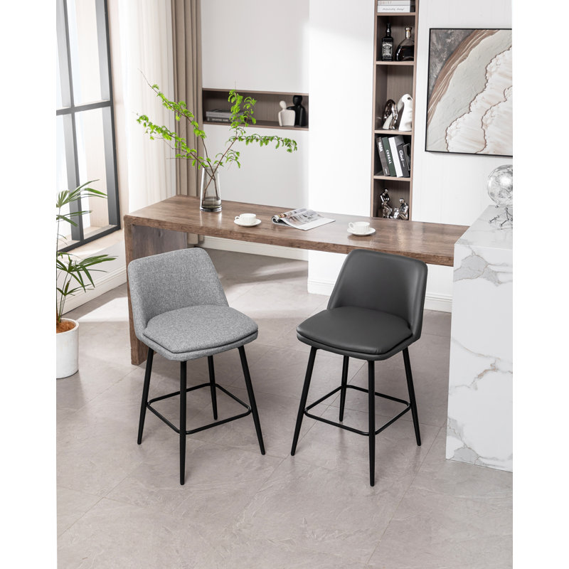Yujun Swivel Upholstered Counter Stool with Metal Frame
