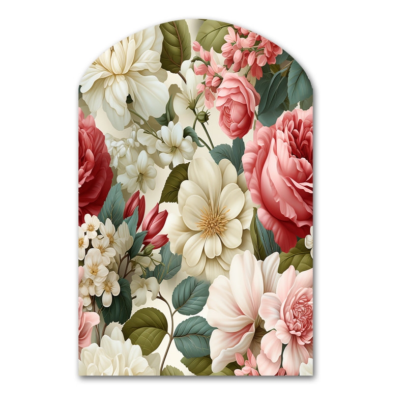 Ingle - Art mural floral asymétrique en métal, sculpture murale en arche, H 43 po x l 33 po