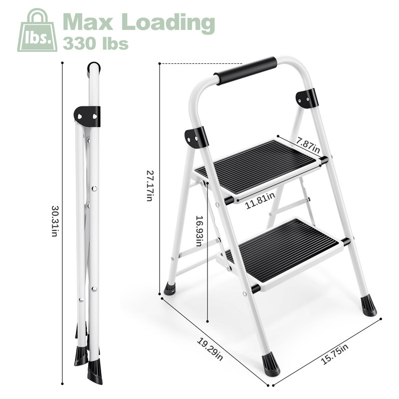 2 - Step Steel Folding Step Ladder, Red