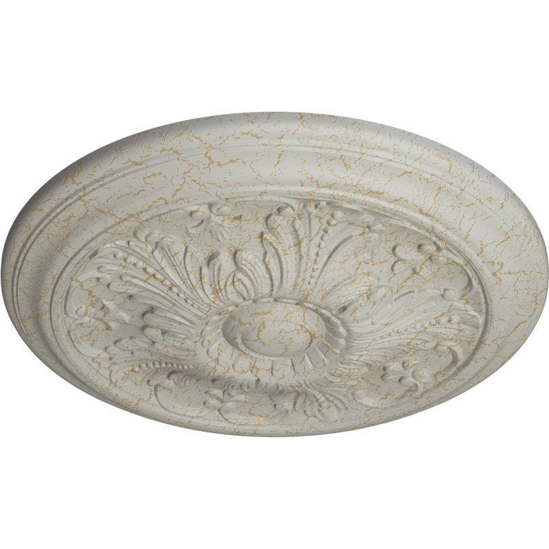 Endurathane Vienna Ceiling Medallion, 16 7/8"OD x 5/8"P (Fits Canopies up to 3 1/4"), Hand-Painted Pot of Cream Crackle Finish