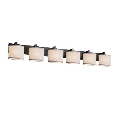 Collection textile-barre d’éclairage de salle de bain 6 lumières modulaire-abat-jour Oval-noir mat-blanc-22 po