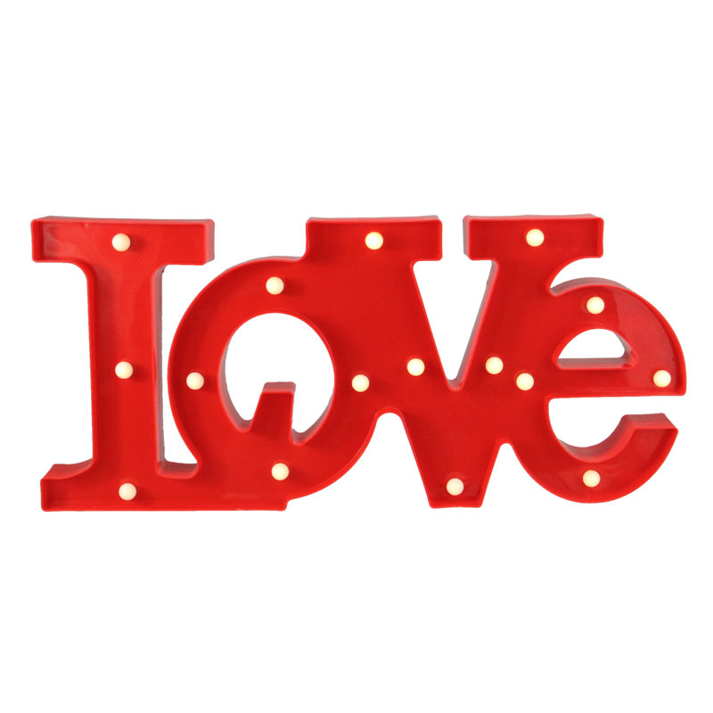 Enseigne murale 20 po DEL «LOVE» rouge pour la Saint-Valentin
