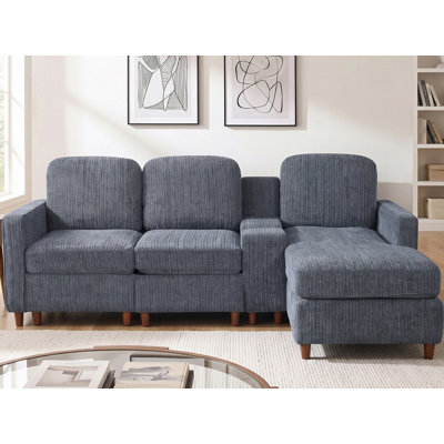 82" W Upholstered Sofa with Convertible Chaise
