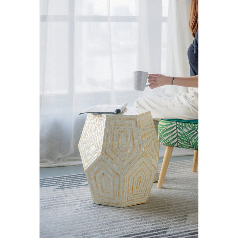 Hexagonal Capes Capiz Stool