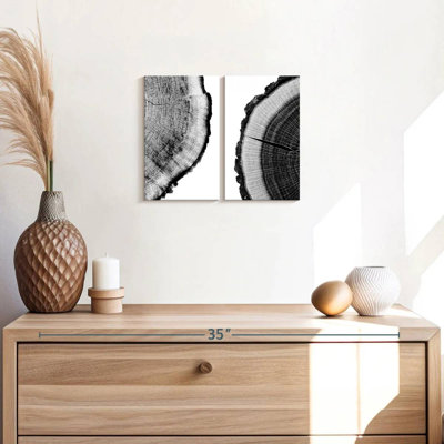 Arbres abstraits, impression sur bois, 2 pièces