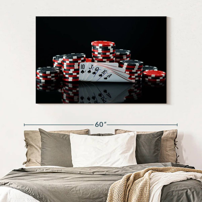 Poker sur toile, H 34 po x l 51 po x P 1,25 po