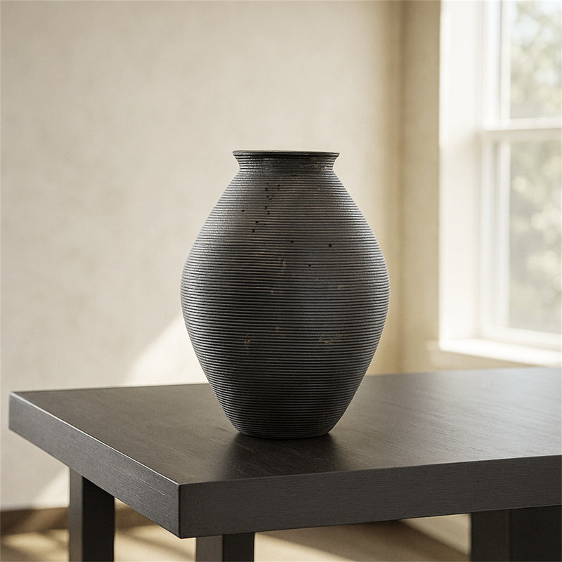 Polyresin Table Vase, Black, 17" H x 13" W x 13" D