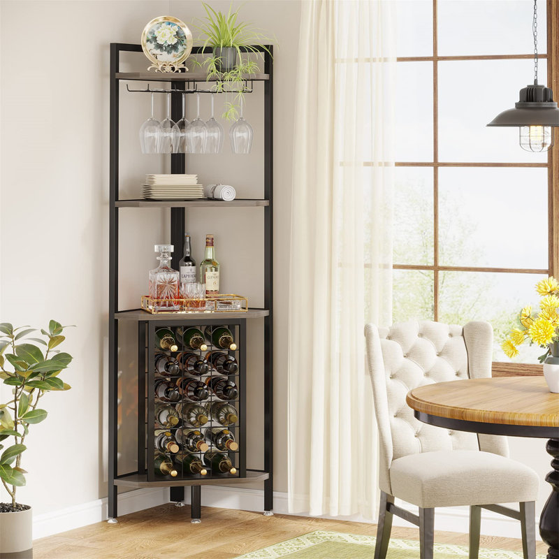Aniessa Wine Bottle & Glass Rack, Grey