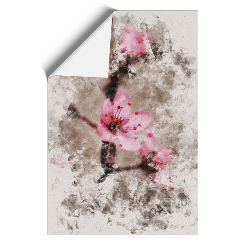 Pink Cherry Blossom Flowers Watercolour - Frameless Print, 84cm H x 59cm W x 0.1cm D