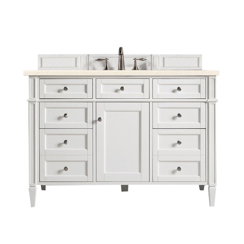 Brittany 48'' W Single Vanity, Bright White, Ethereal Noctis, 8" Widespread