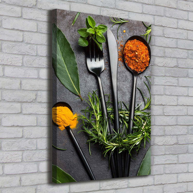 Cutlery And Spices - Wrapped Canvas Print