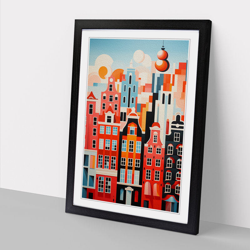 XYZ-FRM-V1223-1791 Amsterdam Constructivism - Single Picture Frame Print on Wood, Black , 64cm H x 46cm W x 2cm D