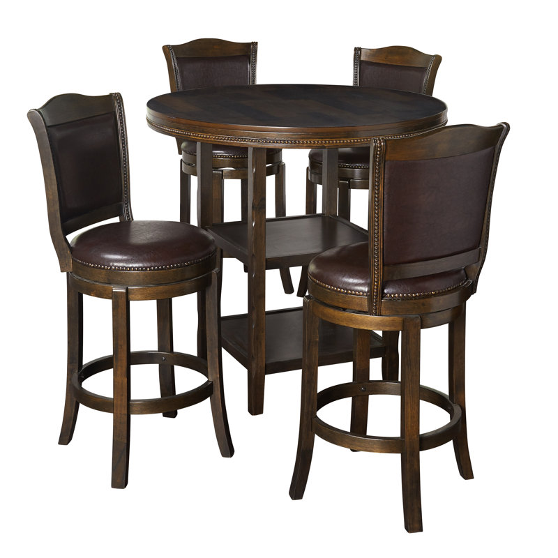 Strang 42.5" H 4-Person Dining Set, 5 Pieces: Table, 4 Chairs