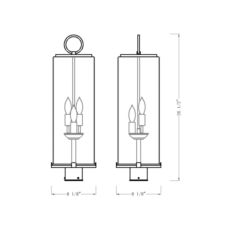 Luminaire d'extérieur 3 lumières Ahmauri, H 26,5 po x l 8,25 po x P 8,25 po