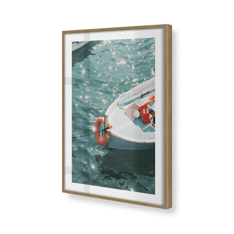 Imprimé nautique d'élégance, dans un cadre en érable brut, Cadre simple brossé doré, H 15,25 po x l 12,25 po x P 1,25 po