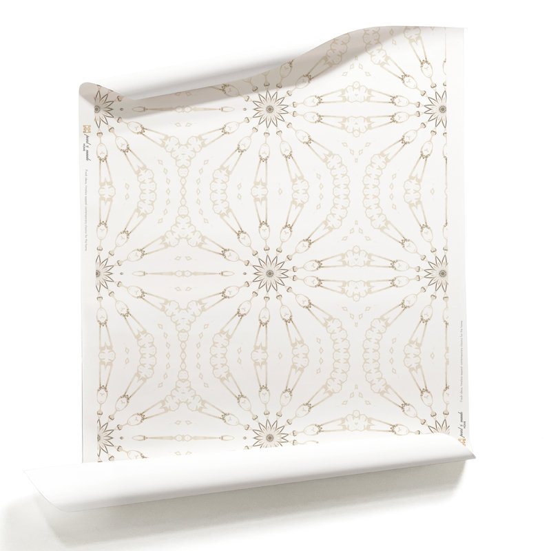 Fern | Organic Arabesque Wallpaper Double Roll, White/Beige