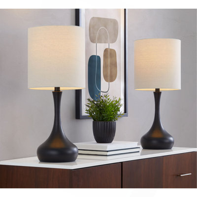 Lampe de table contemporaine en métal 24 "avec abat-jour en avoine Genie de Grandview Gallery