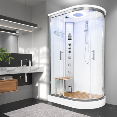  Clearwater 1200 Left Steam Shower 1200 x 800-Black