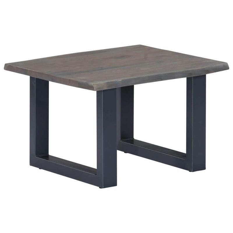 vidaXL Coffee Table with Live Edges Home Living Room Square Solid Wood Acacia, 15.7" H x 23.6" L x 23.6" W, Gray/Black